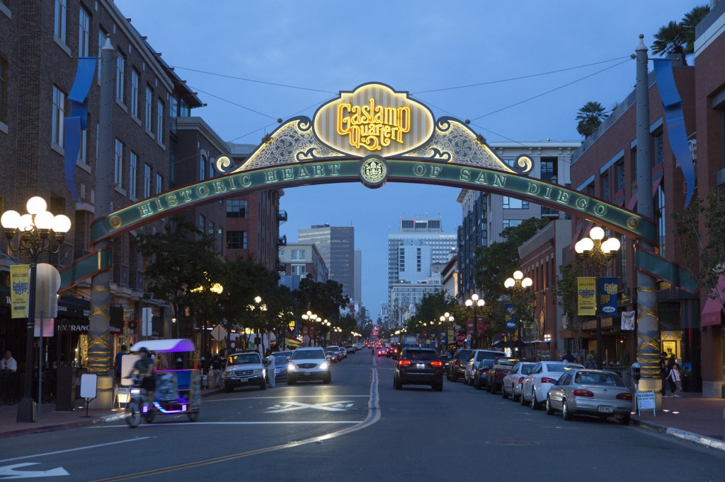 The Gaslamp District in San Diego's downtown area.